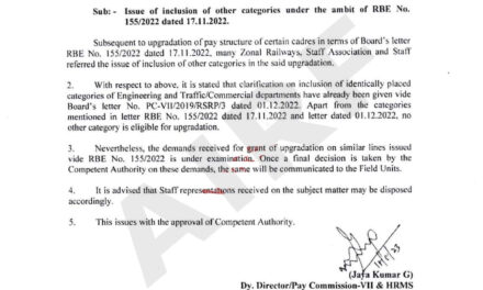 Issue of inclusion of other categories under the ambit of RBE No. 155/2022 dated 17.11.2022