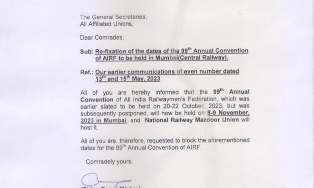 99th AGM of AIRF will be held at Mumbai on 08-09th November, 2023