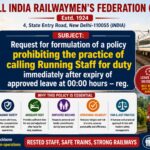 Request for formulation of a policy prohibiting the practice of calling Running Staff for duty immediately after expiry of approved leave at 00:00 hours – reg.