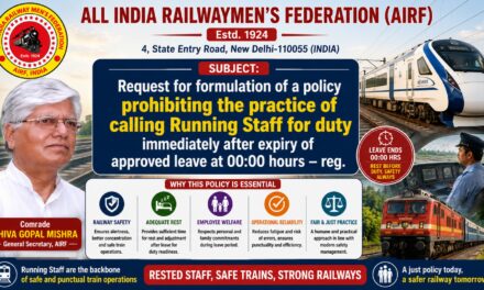 Request for formulation of a policy prohibiting the practice of calling Running Staff for duty immediately after expiry of approved leave at 00:00 hours – reg.