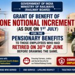 Grant of benefit of one notional increment (as due on 1st July) for the pensionary benefits to those employees who had retired on 30th of June before drawing the same.