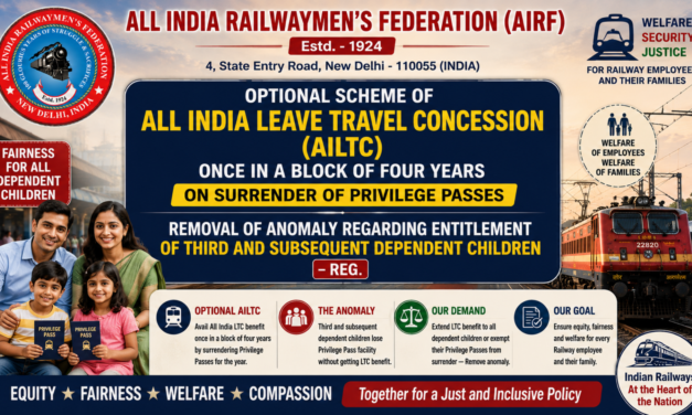 Optional Scheme of All India Leave Travel Concession (AILTC) once in a Block of Four Years on Surrender of Privilege Passes – Removal of anomaly regarding entitlement of third and dependent children – Reg.