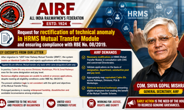 Rectification of technical anomaly in HRMS Mutual Transfer Module and ensuring compliance with RBE No. 08/2019.